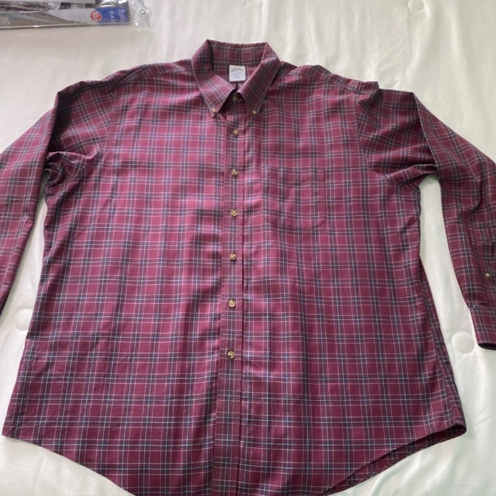 Brooks Brothers Burgundy Plaid Button Down Shirt